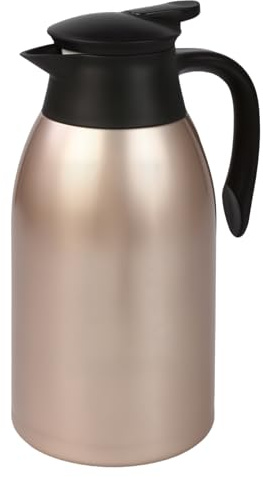 Thermoskanne 2L, Doppelwandige 316 Edelstahl Kaffeekanne, Vakuum Isolierkanne 24h Warmhalten, Für Kaffee, Milch und Tee (Gold)