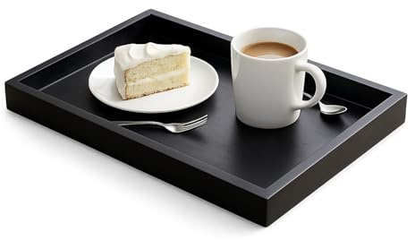 POPAPIE Vassoio Legno Nero,Vassoiò da Portata in Légno,Vassoio in Legnò Da Cucina,Grande Vassòio in Legno per Caffe Gioielli Candele Cosmetici Cucina Soggiorno o Decorazione (30x20x2cm)
