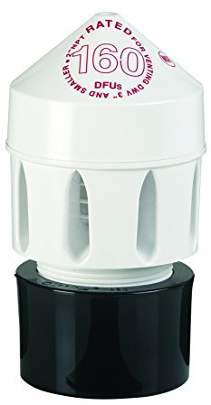 Oatey 39221 Air Admittance Valve with Straight ABS Schedule 40 Adapter Sure-Vent 3 in. x 3 in.160 Branch, 72 Stack DFU Capacity