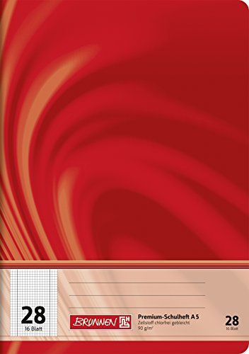 Brunnen 104572802 Schulheft A5 Vivendi (16 Blatt, 5 mm kariert, mit Rand, Lineatur 28)