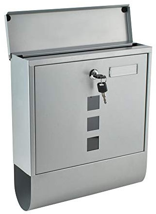 MALATEC Boîte aux Lettres Murale avec Boîte Aux Lettres pour L'extérieur avec Couvercle Argent Ligne Mince Résistante aux Intempéries & Verrouillable avec Fente pour Journal 1187
