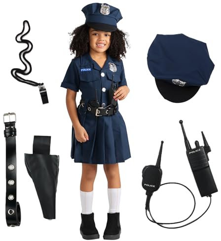 Dress Up America Disfraz de policía para niñas: Hermoso Juego de Disfraces para Juegos de rol