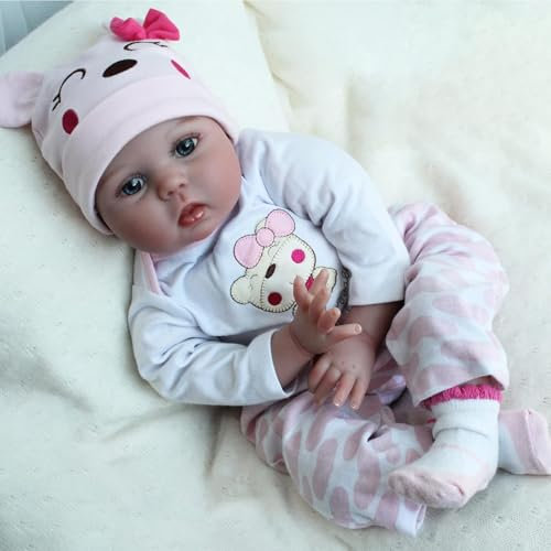 ZIYIUI Simulation Bebe Reborn Fille 22 Pouces 55 cm Poupée Reborn Souple Vinyle Silicone Réaliste Nouveau-né Reborn Toddler Jouets Fille Cadeau de noël