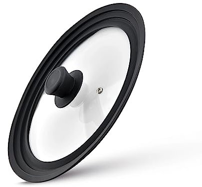 Linnuo Topfdeckel Pfannendeckel Universal Silikondeckel für Topf Pfanne - Universaldeckel platzsparend - 1x Deckel 3X Größen - robuster Glasdeckel - spülmaschinen- / backofenfest (24/26/28)