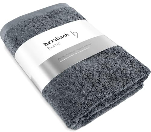 herzbach home Saunatuch 80 x 200 cm (Anthrazit) – weiches & saugstarkes Saunahandtuch in Bester Qualität – extra groß – 100% natürliche Baumwolle