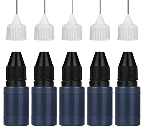 Vicloon Stempelfarbe, 5 x 10ml Datenschutzstempel für Stempelkissen, Tinte Nachfüllen, Schwarz