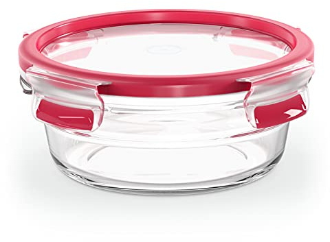Tefal Masterseal Fresh Verre, Boîte alimentaire ronde 0,6 L, Conservation des aliments, Empilable, Compatible four et congélateur N1040310 Transparent
