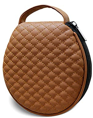 HAPLIVES Portable CD Case,20 Capacity Round CD Holder Microfiber Leather DVD Storage Bag CD Wallet Holder Organizer DVD Pouch with Zipper for Car Office Living Room Home Travel(Brown)