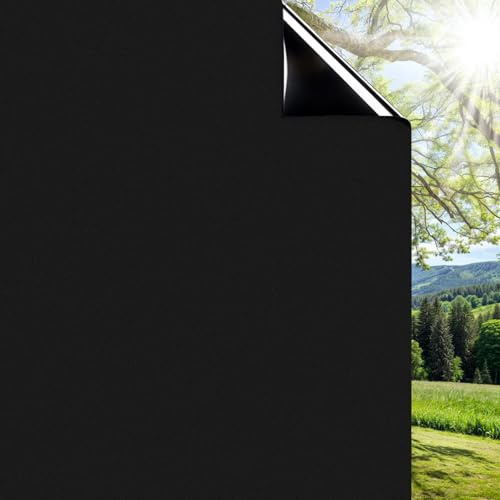 DIFIT Blackout Window Film Privacy Black Frosted Window Film Black Out Films for Glass Windows Total Light Blocking No Glue Static Cling Anit UV Blackout Films for Home Office (30x200 cm)
