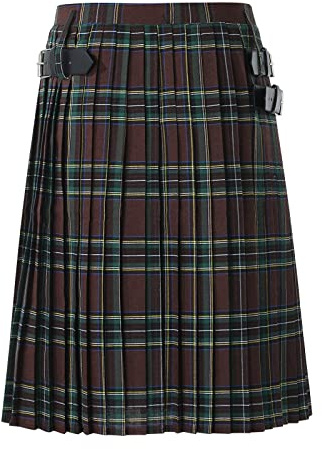 Jupes écossaises à carreaux pour homme Combat Jupe plissée Patineur Plaid Jupes Traditionnelles Kilt Rock Écosse Jupe plissée à carreaux Kilt écossais, marron, L