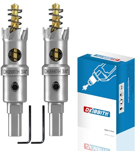 TCT Hole Saw Set, 2-Pack of 3/4 (19mm) Heavy Duty Tungsten Carbide Tipped Hole Cutters for Stainless Steel Mild Steel Copper Iron Brass Plastic and More, with Titanium-Plated Pilot Drill Bits