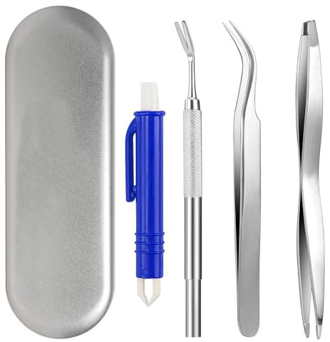 YSYONBOE Zeckenzange Metall 4er Set, Edelstahl Zeckenzange für Mensch/Hund/Katze Zeckenschlinge Profi Zeckenpinzette für Menschen, Kinder