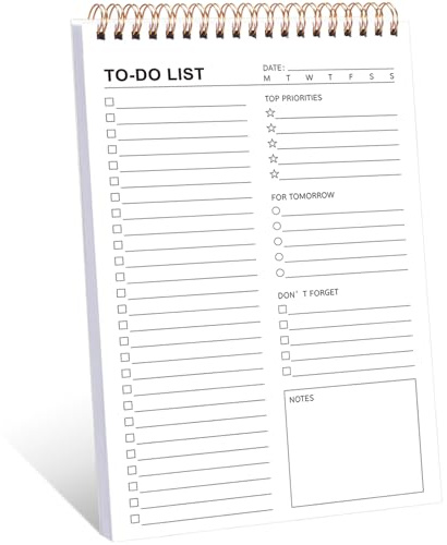 Thboxes To Do List Notepad, Undated Daily Planner Pad A5, 52 Sheets | Tear-off Sheets, Waterproof PVC Cover, 100gsm Thick Paper, Double-sided Pages, for Work School Personal Organized