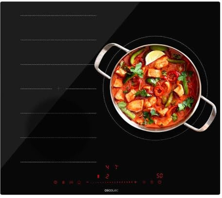 Cecotec Plaque à Induction Bolero Squad I 3300 FullFlex. 1 foyer de 28 cm, 1 Bridge Zone, 7400 W, 9 niveaux, invisible touch slider, détecteur de récipients, Kid Lock.