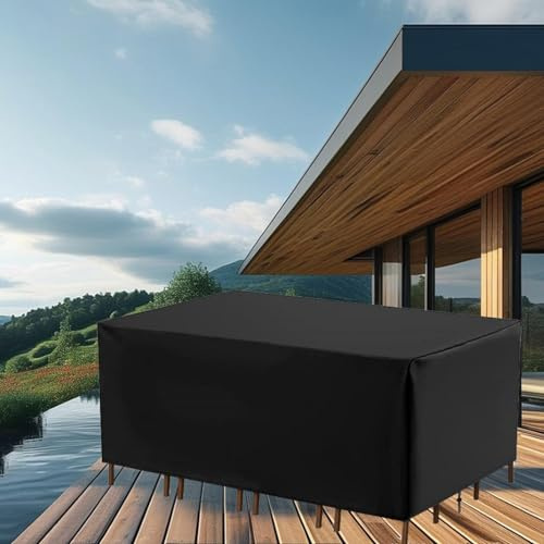 AEXOIO Copertura da Tavolo da Giardino 150x120x90cm Telo per Copertura Mobili da Giardino,Copritavolo Esterno Impermeabile,Resistente UV Tessuto Telo Oxford 600D per gruppi di sedie, mobili