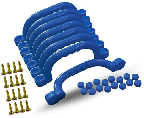 Spielturmking® Handgriffe Spielturm - Wetterfeste Sicherheitsgriffe mit Griffmulden, Robuste Griffe Spielturm, Haltegriffe Spielturm, Klettergriffe Kinder Indoor & Outdoor (Blau, 8er Pack)