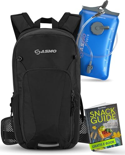 SASMO®, sacco a pressione per bicicletta, 20 l, con bolla per bere (nero), scomparto termico e rete per casco, zaino per mountain bike, zaino e zaino da sci, ultraleggero, 550 g, zaino per bicicletta