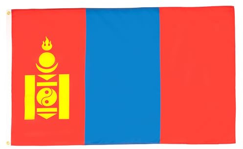 AZ FLAG Lote de 10 banderas de Mongolia – 150 x 90 cm – Bandera de Mongolia 100% poliéster con ojales metálicos integrados