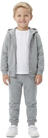 Gift Hub Kids Tracksuit for Boys & Girls | Unisex Fleece Hooded Zip-Up Jumper & Jogger Bottom Set | Soft, Warm & Durable Activewear | Perfect for School, Sports & Everyday Wear | Age 7-8, Sports Grey