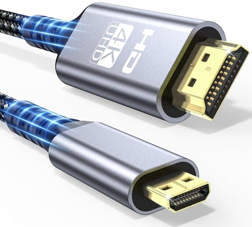 Câble Micro HDMI vers HDMI 2m, 4K@60Hz Câble Micro HDMI 2.0 avec Ethernet, 3D, HDR, ARC Compatible avec Raspberry Pi 5/4, GoPro Hero 8/7/6/5, Sony, Moniteur, Ordinateurs Portables