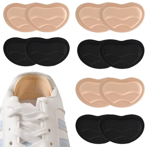 NOPVUFA 6 Coppie Cuscinetti Tallone Autoadesivi Salva Tallone per Scarpe Troppo Grandi Uomini e Donne Nero Beige Alta qualità Morbida Stabil Adeguato per Tutti i Tipi di Scarpe
