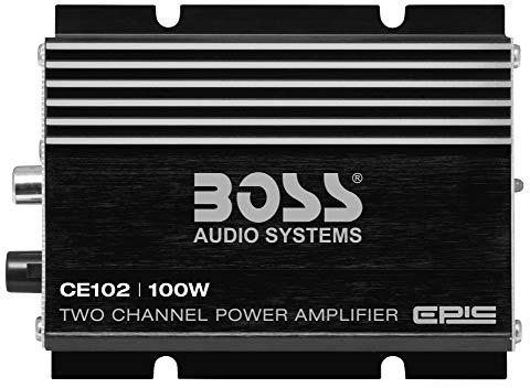 BOSS Audio Systems CE102 2 Channel Car Amplifier - 100 High Output, High/Low Level Inputs, High/Low Pass Crossover, Hook Up to Subwoofer for Bass
