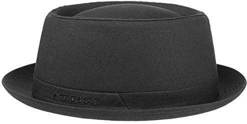 Stetson Athens Cotton Porkpie Hut Made in Italy Damen Herren Sommer Winter Herbshut mit Innenfutter schwarz 60 cm