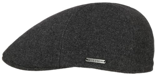 Stetson Texas Wool Gatsby Cap Herren Mit Kaschmirwolle 100% Baumwollfutter Hoher Wollanteil Edler Markenpin Doppellagiges Futterband Schirmmütze Herbst Winter anthrazit L (58-59 cm)