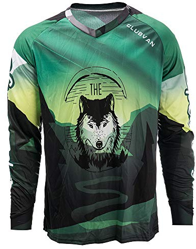 JPOJPO Men's Cycling Jersey MTB T Shirt Long Sleeve Mountain Bike Motorcycle Bicycle Clothes Anti-UV XXL Wolf