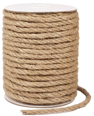tenn well 6mm Jute Rope, 66 Feet Thick and Strong Garden Twine Jute String for Gardening, Bundling, Cat Scratcher, Decorating (Brown)