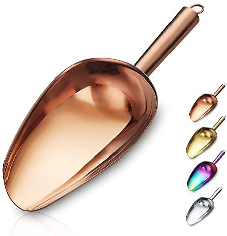 Pelle à glace en or rose 6 onces, cuillère à glace en métal plaqué cuivre titane pour machine à glaçons polyvalente pour la pelle à nourriture de barre de cuisine de bonbons