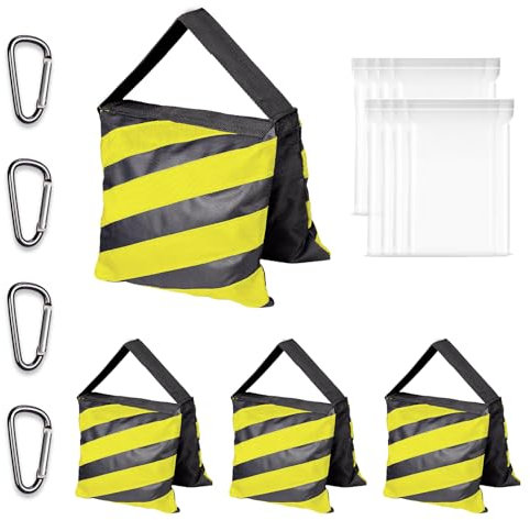EMART Heavy Duty Sandbag,Weight Bags Photo Studio Saddlebag Design for Photography Stand Light Stand Tripod, Outdoor Patio, Sports, Photo Sets, Film Sets, Live Productions- (Yellow & Black-4 Packs)