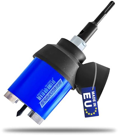 BERGMANN® MADE in EU | Dosensenker Ø 82mm mit Absaugung + SDS Plus Adapter | Kernbohrer Lochsäge Dosenfräser für Bohrmaschine Beton Mauerwerk uvm.