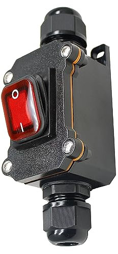 Interruptor de cable impermeable IP67, con botón de luz LED roja, interruptor exterior, impermeable, para dispositivos eléctricos de alto rendimiento, aparatos eléctricos exteriores, herramientas