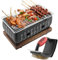 Amusingtao Table Top Grill Charcoal Japanese Grill with BBQ Cleaning Brush, Mini BBQ Grill, Japanese Style BBQ Grill, BBQ Plate, Portable Cooking Stove Table Top Party Accessories Barbecue Tools
