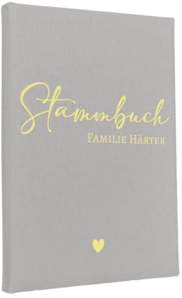 Hochzeitideal Stammbuch zur Hochzeit – A5 in Hellgrau– 'Claudi' Nr. 303 – personalisierbares Familienstammbuch & Erinnerungsbuch, handgefertigt in Deutschland