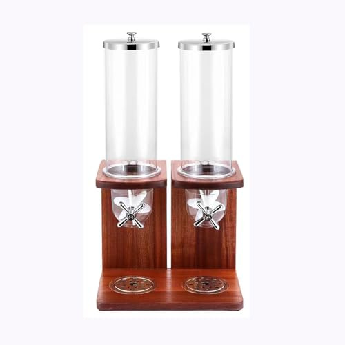 7L Dispensador De Cereales Doble Cabezal Dispensador De Alimentos Secos Contenedor De Cereales Dispensador De Caramelos Encimera Con Barril De PC Y Base De Madera Para Frutos Secos Granola