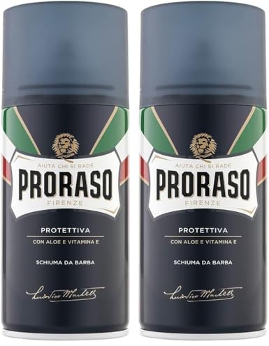 Proraso Espuma Afeitar Aloe Vera y Vitamina E (Protectora) 300 ml, El embalaje puede variar (Paquete de 2)