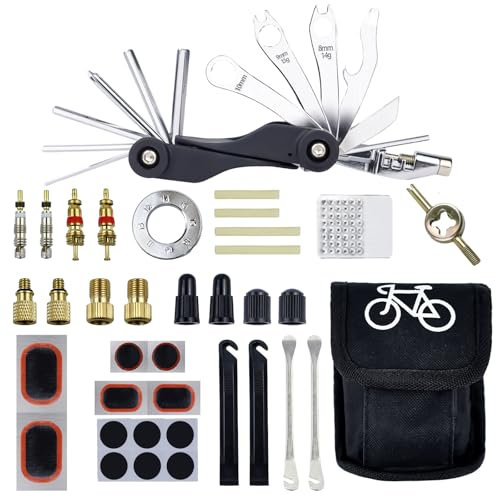 QUTHZZHY Fahrrad Reparaturset Multitool Fahrrad Werkzeug Reparatur Set Enthält 17 in 1 Fahrrad-Multi Tools und Zubehör Leicht zu Transportieren Fahrrad Notfallset Für die Notreparatur von Fahrrädern