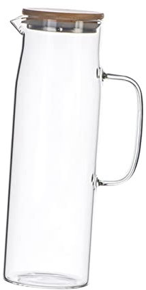 Ciieeo Jarra De Vidrio Resistente Al Calor De 1,2l Tapa De Bambú, Hervidor Para Zumo De Frutas y Agua Fría, Botella Refrescante De Cristal Para Uso Doméstico y Bebida Saludable