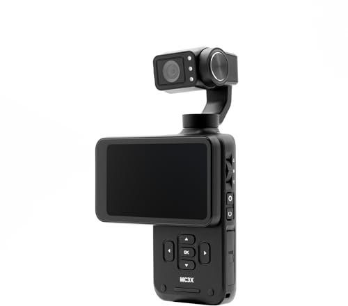 AgfaPhoto Realimove MC3X Mini-Kamera, stabilisiert, 3 Achsen, Full-HD-Video, LCD-Display, WiFi-Verbindung, Lithium-Akku, Schwarz