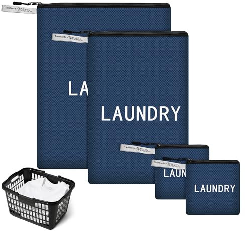 TranRantic 4 Pezzi Sacco Portabiancheria Sporca,Pieghevole Sacco Biancheria Sporca con Cerniera,Laundry Bag per L'allenamento di Nuoto e Yoga,Sacca Impermeabile per Viaggio Vacanza in Famiglia(Blu)