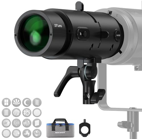 NEEWER LS-300 Spot Optique Snoot pour 300W Bowens Mount LED Vidéo Lumières &16x Gobo 19° lentille de Projection 98% Transmission de Lumière Forme Géométrique pour Photographie Créative & Éclairage