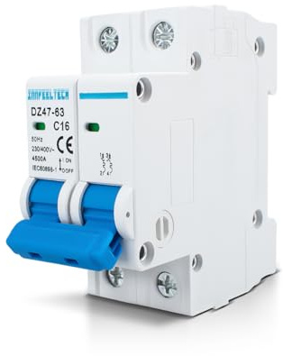 Innfeeltech 1 Stück 16 Ampere Strom 230V Leitungsschutzschalter MCB Zweipolig für DIN Schienenmontage