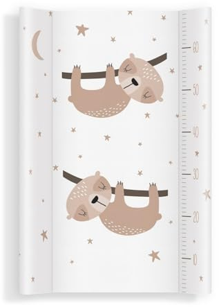 Matelas à langer 70x47 cm blanc avec paresseux – lavable & doux, bords profilés pour plus de sécurité – coussin à langer pour table à langer – matelas de change bébé