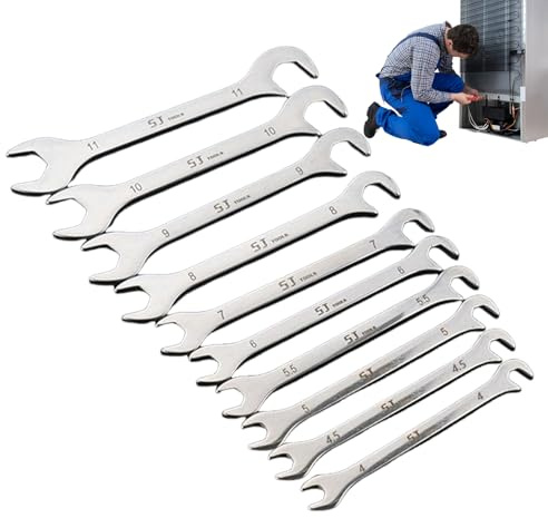 Dmuzsoih Jeu De Clés Plates Extra Fines - 10 Pièces Outillage Pour Réparation Auto,Outil de Clé Métrique - pour Techniciens Plombiers Vélo Moto Propriétaires Voitures Voyageurs Meubles Projets