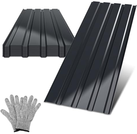Hebitod 12 lamiere profilate trapezoidali, 129 cm x 46 cm, 7 m², pannelli ondulati per tetto, resistenti alle intemperie, antiruggine, in acciaio zincato da 0,25 mm, con guanti di montaggio, antracite