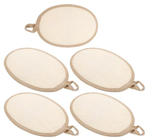 Gatuida Esponja Vegetal Duradera de Lufa Natural 5 Almohadillas Exfoliantes Que Células Muertas para Baño y Ducha Adecuado para Exfoliación Corporal Diaria