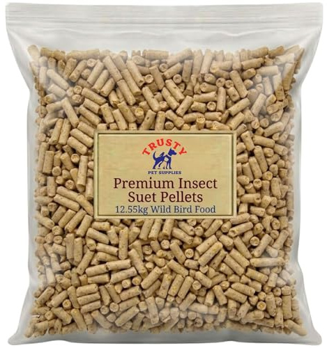 Premium Insect Suet Pellets 12.55kg | Suet Pellets for Wild Birds | No Mess Bird Food | High Energy and High Protein | Wild Bird Feed for Small Garden Birds | By Trusty Pet Supplies