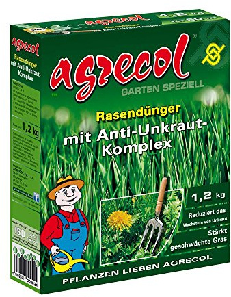 Abono para césped prémium con herbicida contra las malas hierbas, altamente eficiente, 1,2 kg para superficies de 60 m² de césped